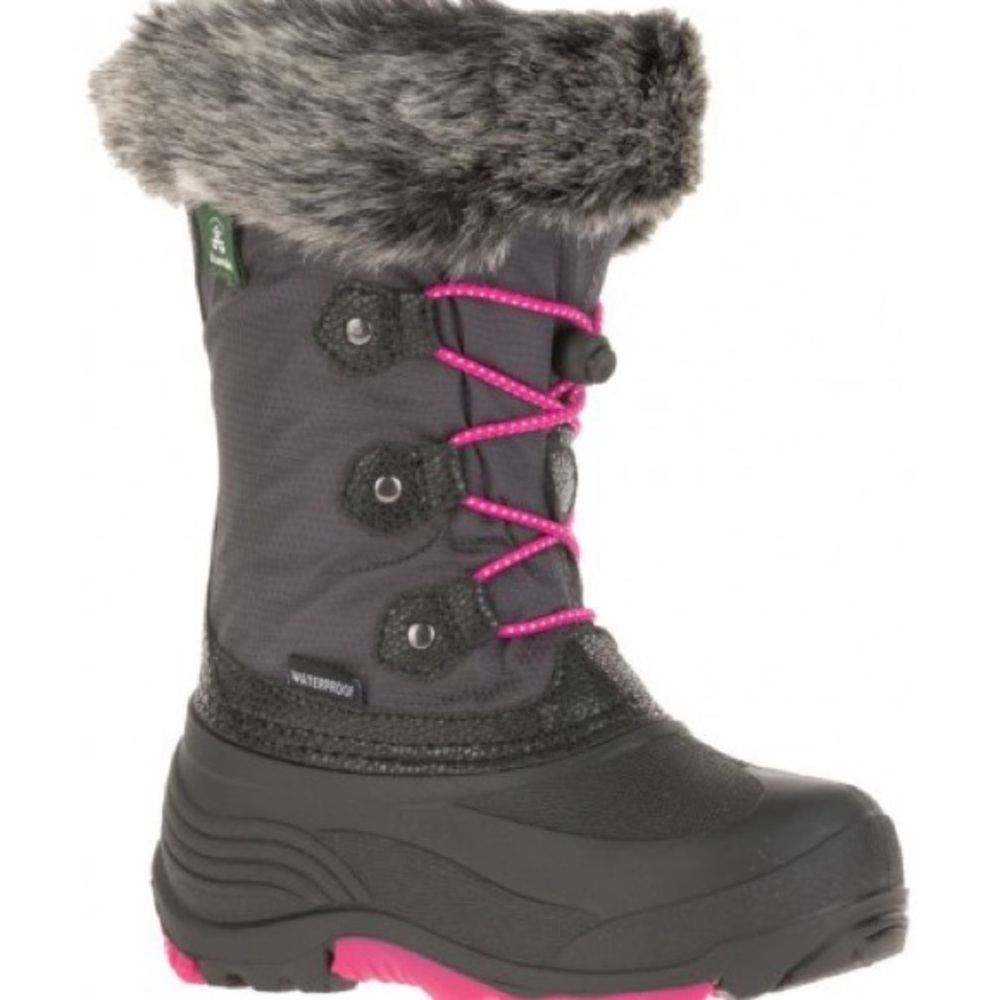 Size 6 Youth Kamik Kids' Gray and Pink Winter Boots